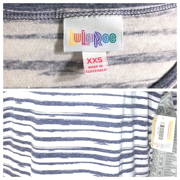 NWT LuLaRoe Irma Tunic Top Blouse XXS Grey Gray Stripes Hi Low Hem NEW - Picture 3 of 8